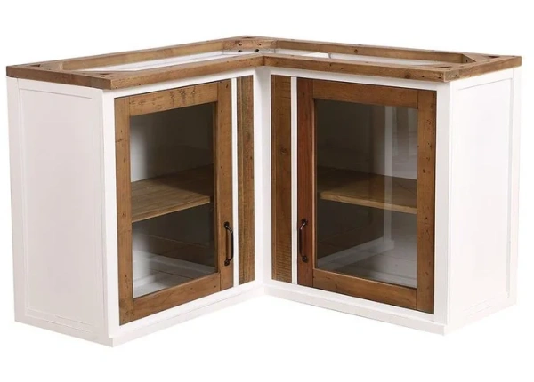 Угловой кухонный шкаф с 2 застекленными дверцами Дерево с историей